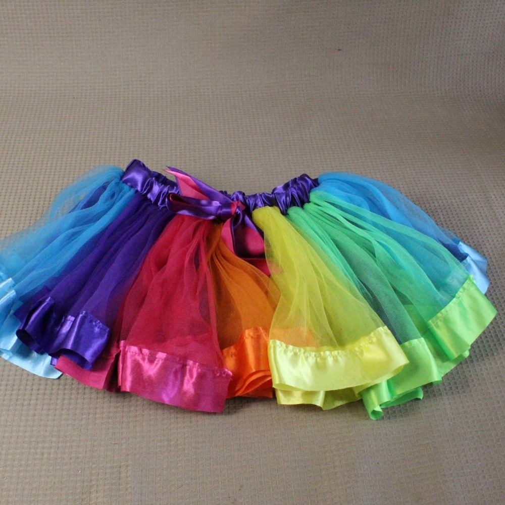 Unbranded Rainbow Tulle Tutu Skirt Size 6Y Multicolor Whimsical Kidcore Y2K Boho